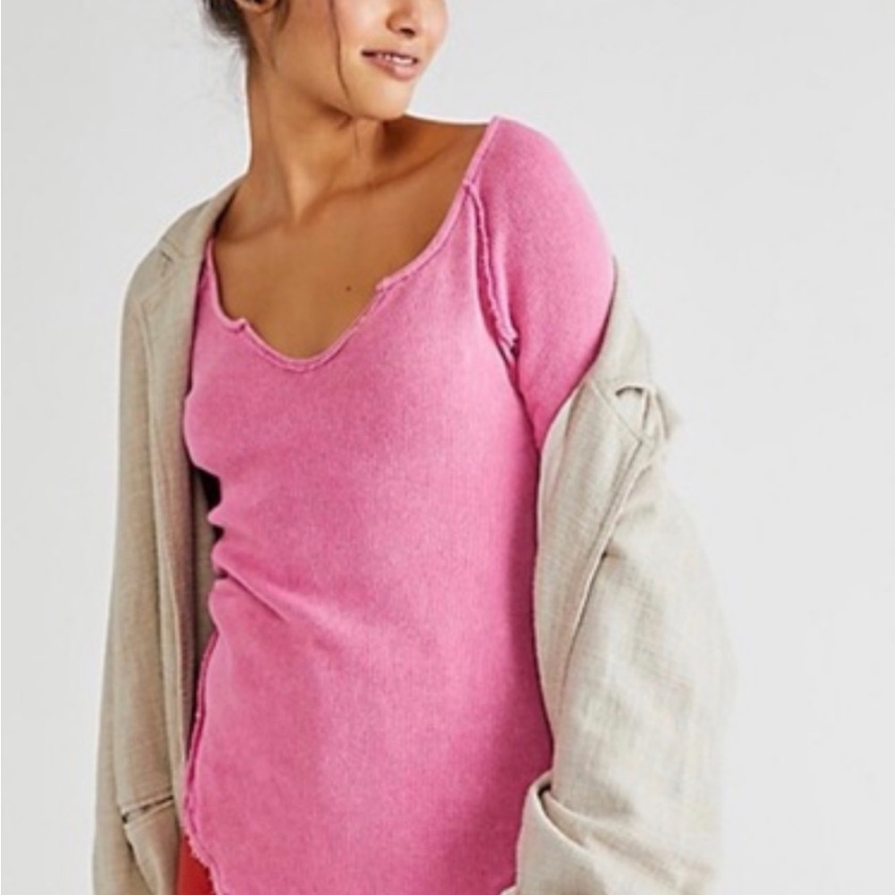 Free People Pink Long Sleeve Tee